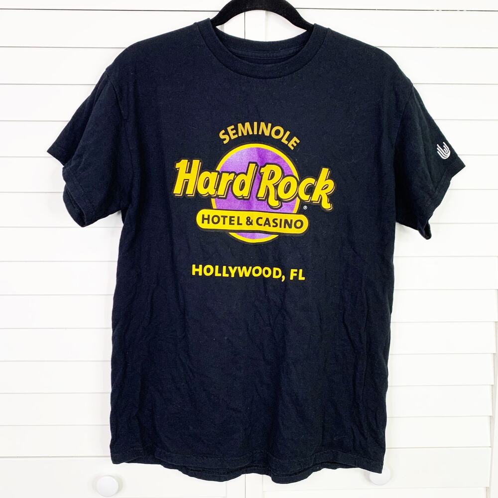 Seminole Hard Rock Hotel & Casino Hollywood, FL T-Shirt Black Medium 100% Cotton